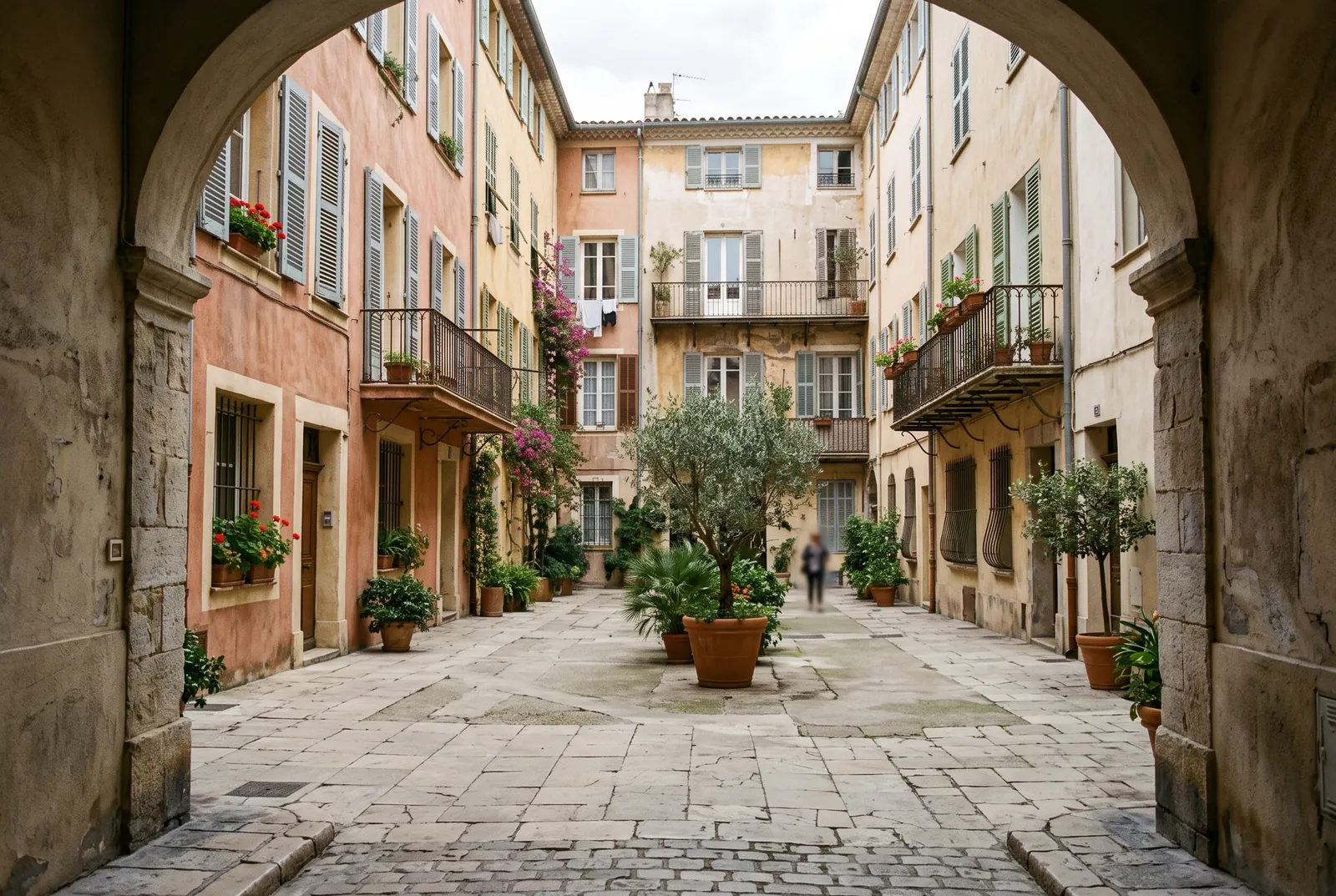 Cour intérieure d'un immeuble à Toulon
